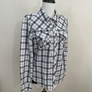 To The Max sz lg shirt gray plaid